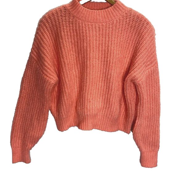 Hippie Rose Sweater Chunky Knit Cropped Womens Size S Peach - Picture 1 of 7